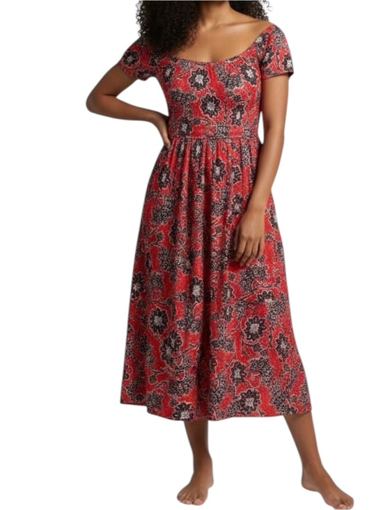 Knox Rose Dresses & Skirts - Knox Rose NWT Rebel Red White and Blue Floral Flutter Sleeve Drop Waist Dress XS